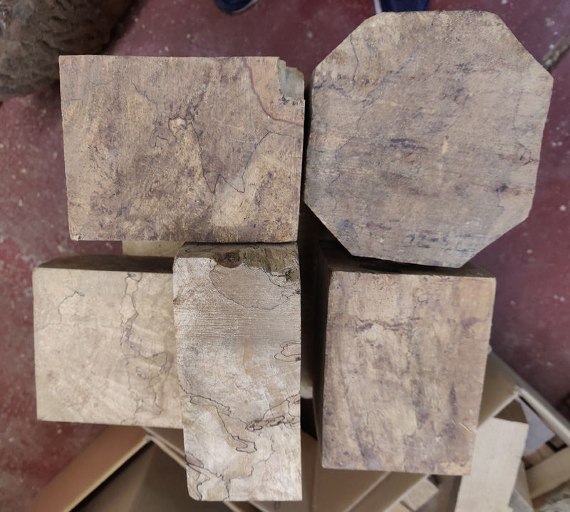 SOLD - Spalted birch blocks 8x6x6; 7x7x3.5; 8x8x4; 7x6x8; 8x8x5.5 £100